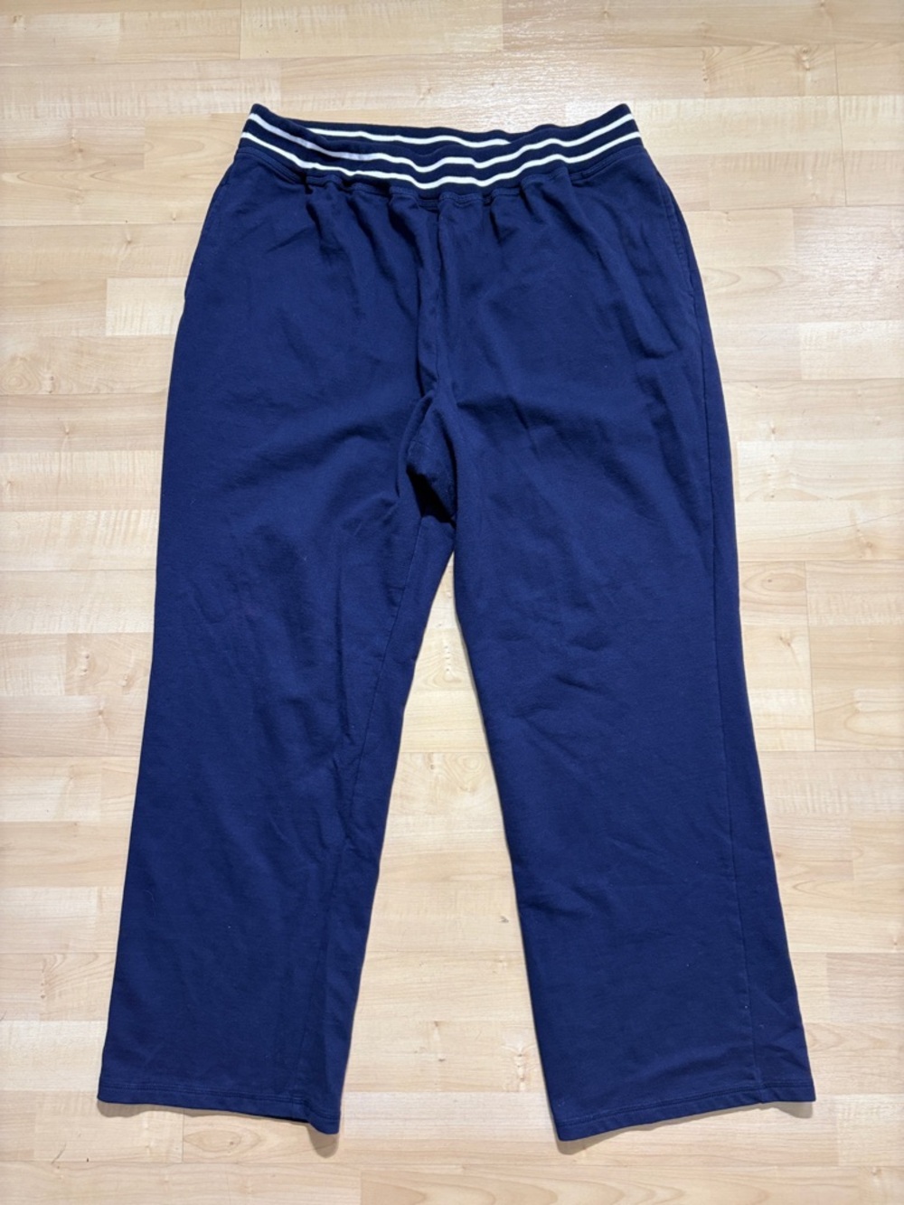 Liz & Me Navy Sweatpants with Striped Elastic Waist
